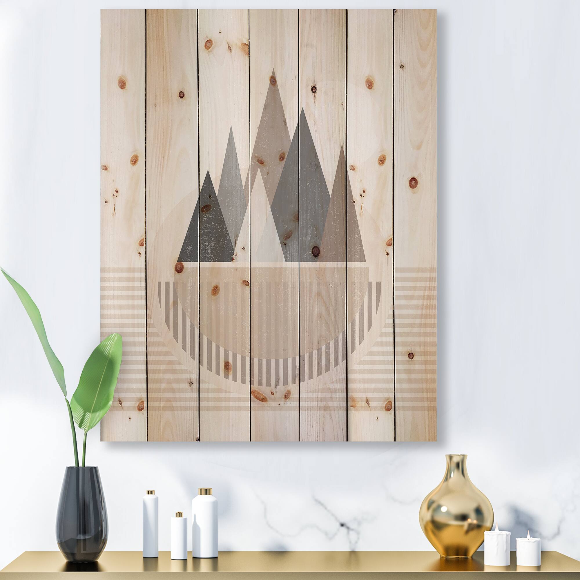 Designart - Abstract Sun and Moon In Mountains III